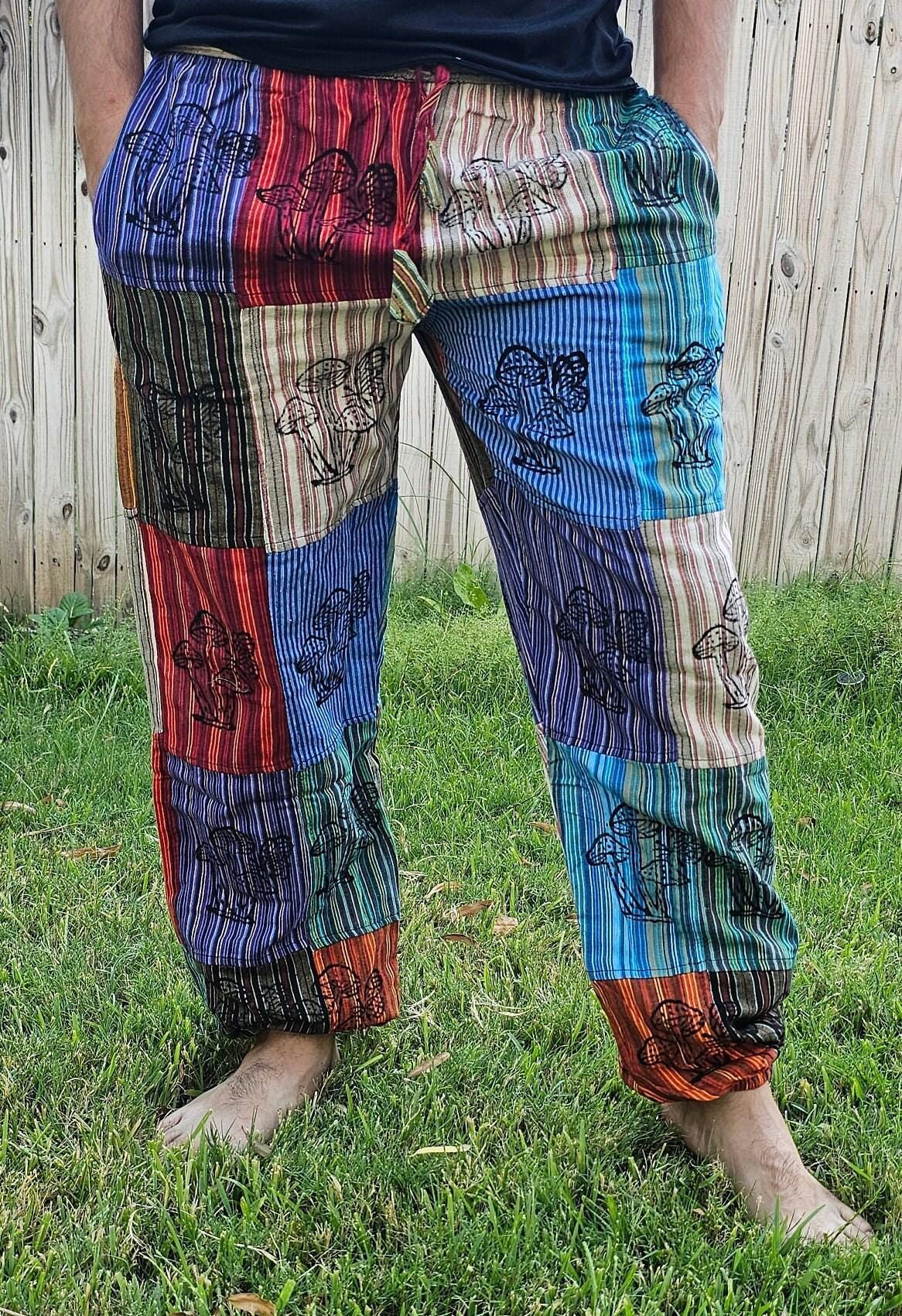Namaste fashionable unisex multicolor handmade hippie patchwork non acidic dyed cotton hippy boho comfy festival yoga pants trouser
