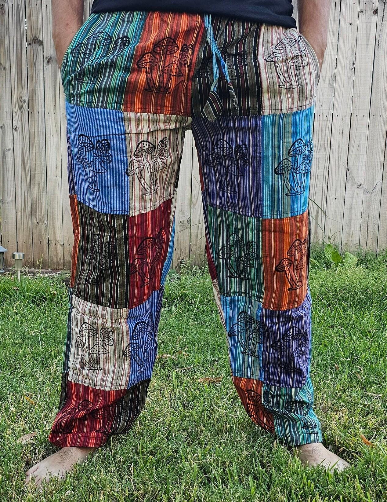 Namaste fashionable unisex multicolor handmade hippie patchwork non acidic dyed cotton hippy boho comfy festival yoga pants trouser