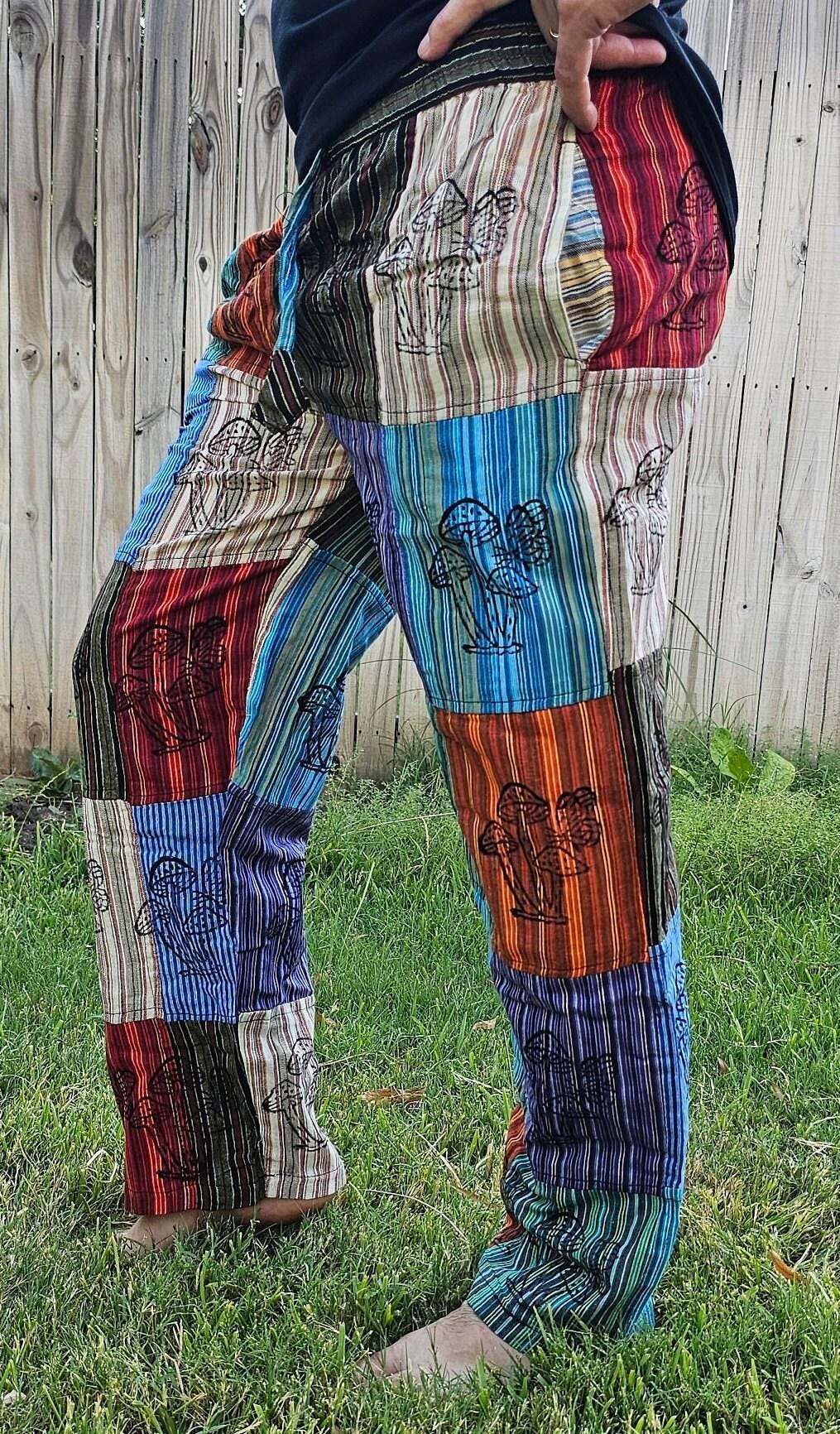 Namaste fashionable unisex multicolor handmade hippie patchwork non acidic dyed cotton hippy boho comfy festival yoga pants trouser