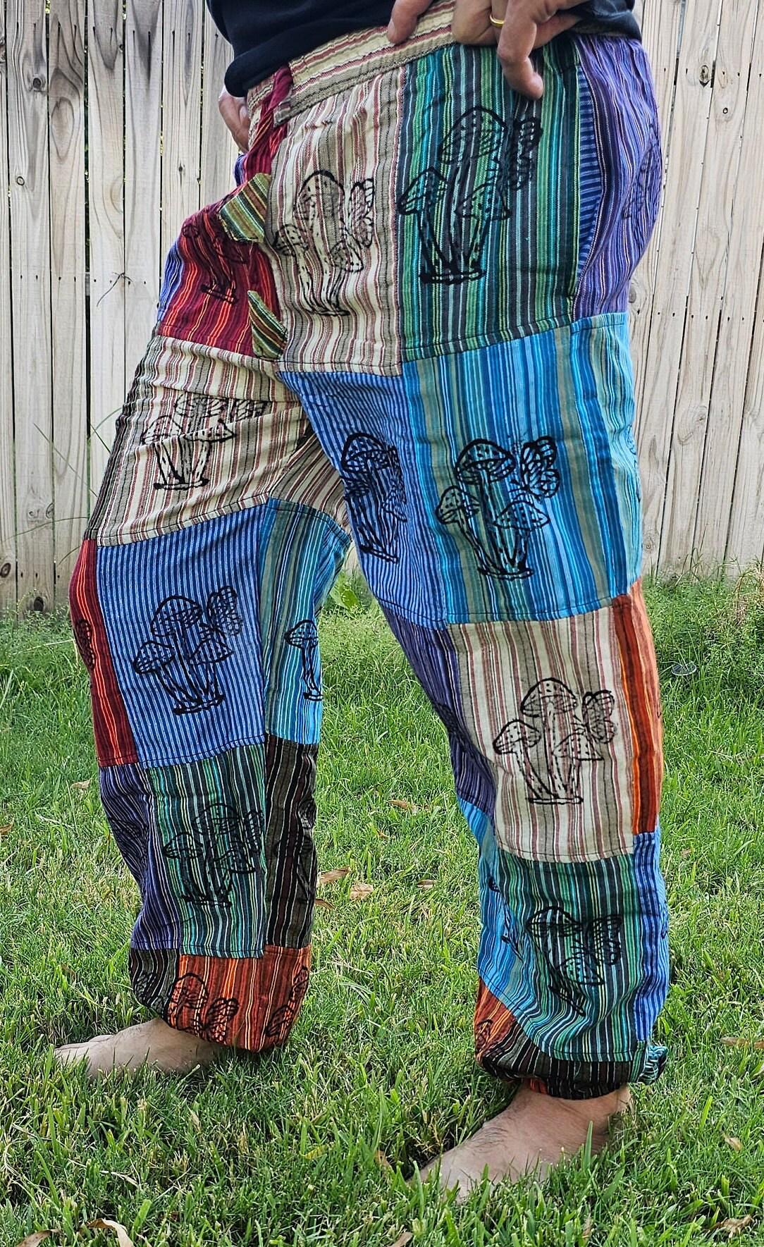 Namaste fashionable unisex multicolor handmade hippie patchwork non acidic dyed cotton hippy boho comfy festival yoga pants trouser