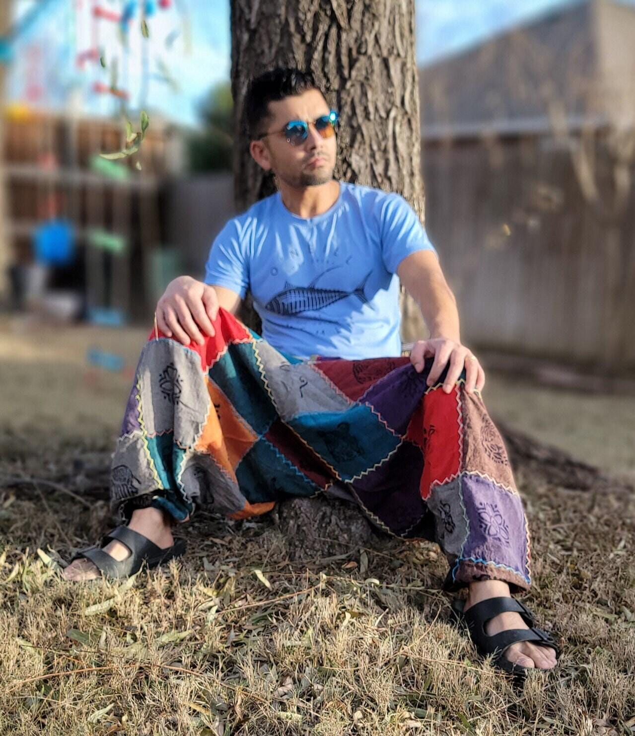 Namaste fashionable unisex multicolor handmade unique prints stitched hippie trunked durable funky fine cotton trouser