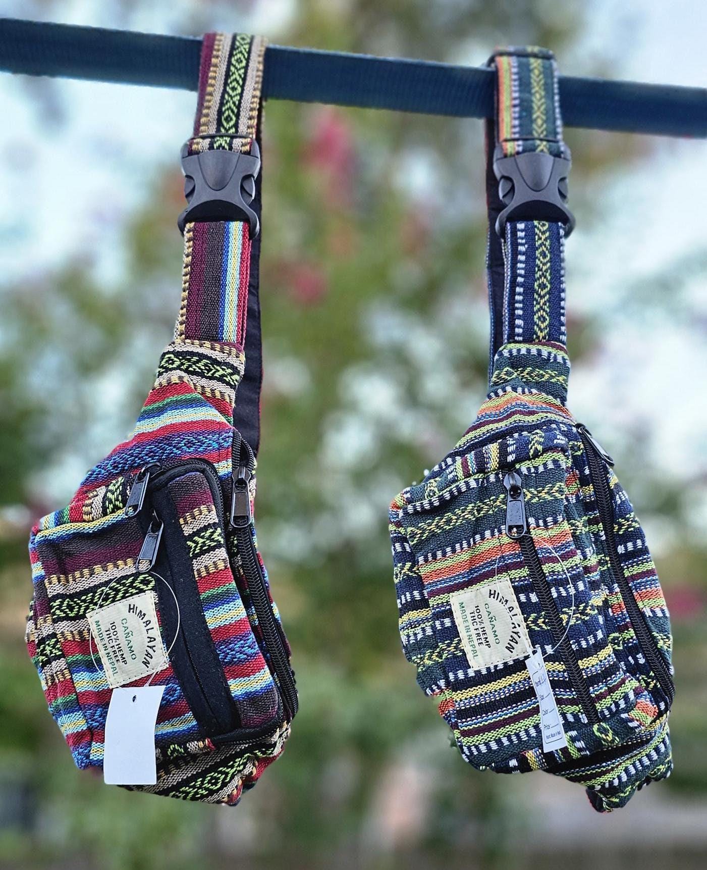 Namaste handmade unisex colorful fashionable unique organic hemp bag/fanny pack/bum bag/money bag/passport bag