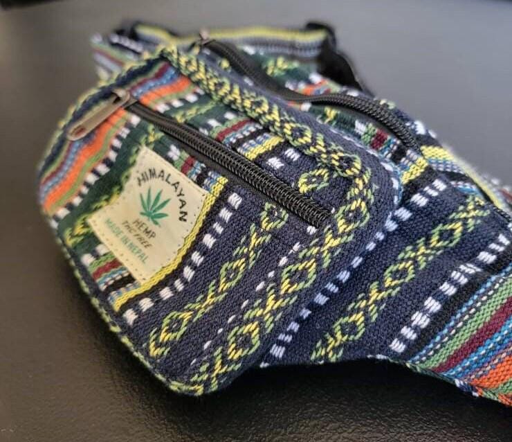 Namaste handmade unisex colorful fashionable unique organic hemp bag/fanny pack/bum bag/money bag/passport bag