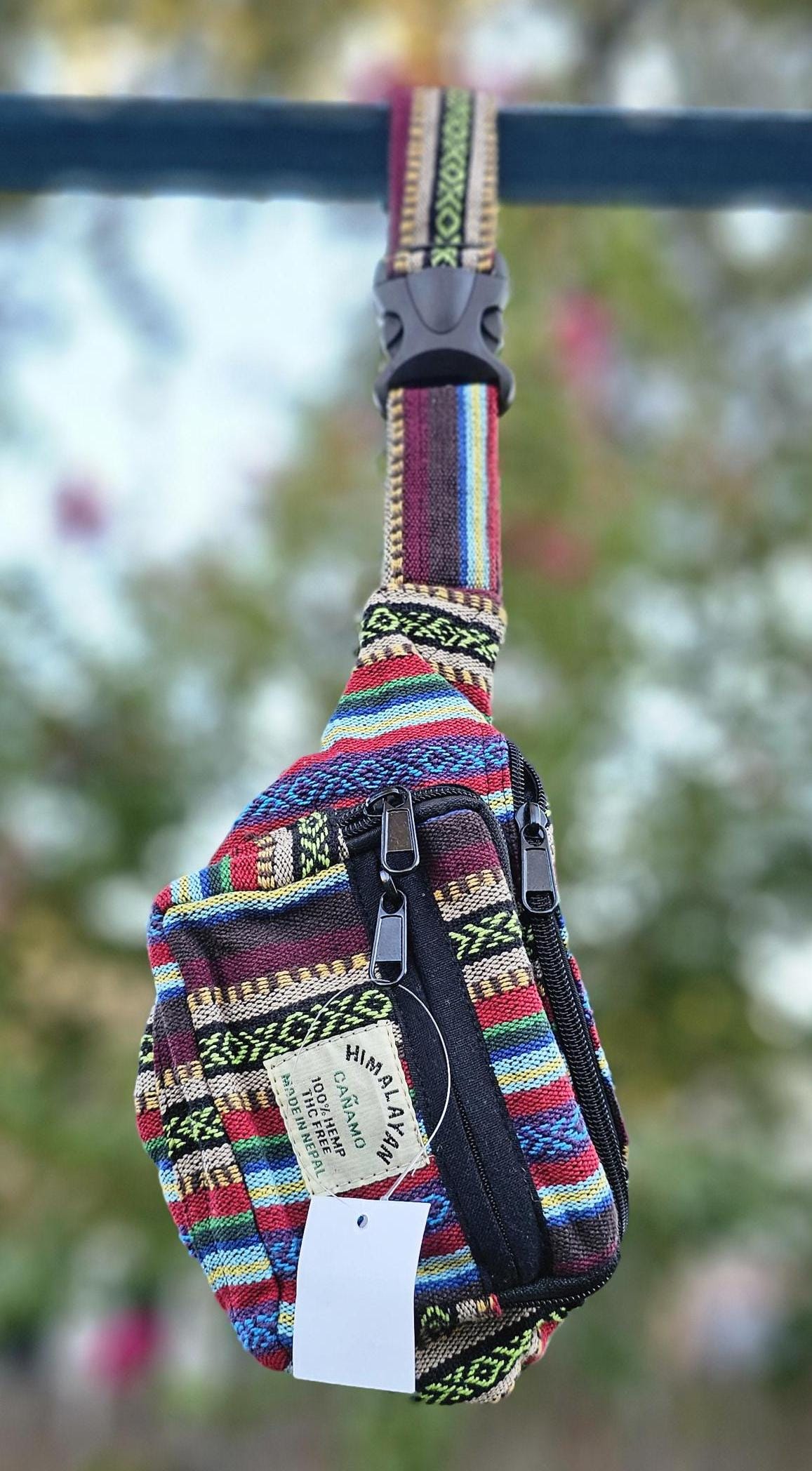 Namaste handmade unisex colorful fashionable unique organic hemp bag/fanny pack/bum bag/money bag/passport bag