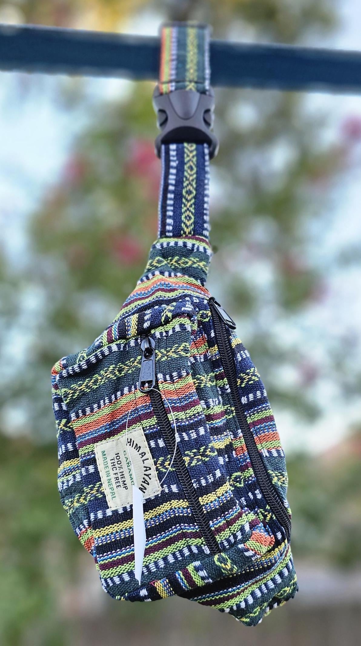 Namaste handmade unisex colorful fashionable unique organic hemp bag/fanny pack/bum bag/money bag/passport bag