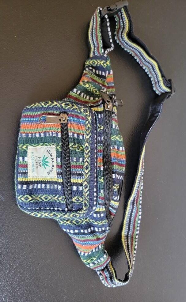 Namaste handmade unisex colorful fashionable unique organic hemp bag/fanny pack/bum bag/money bag/passport bag