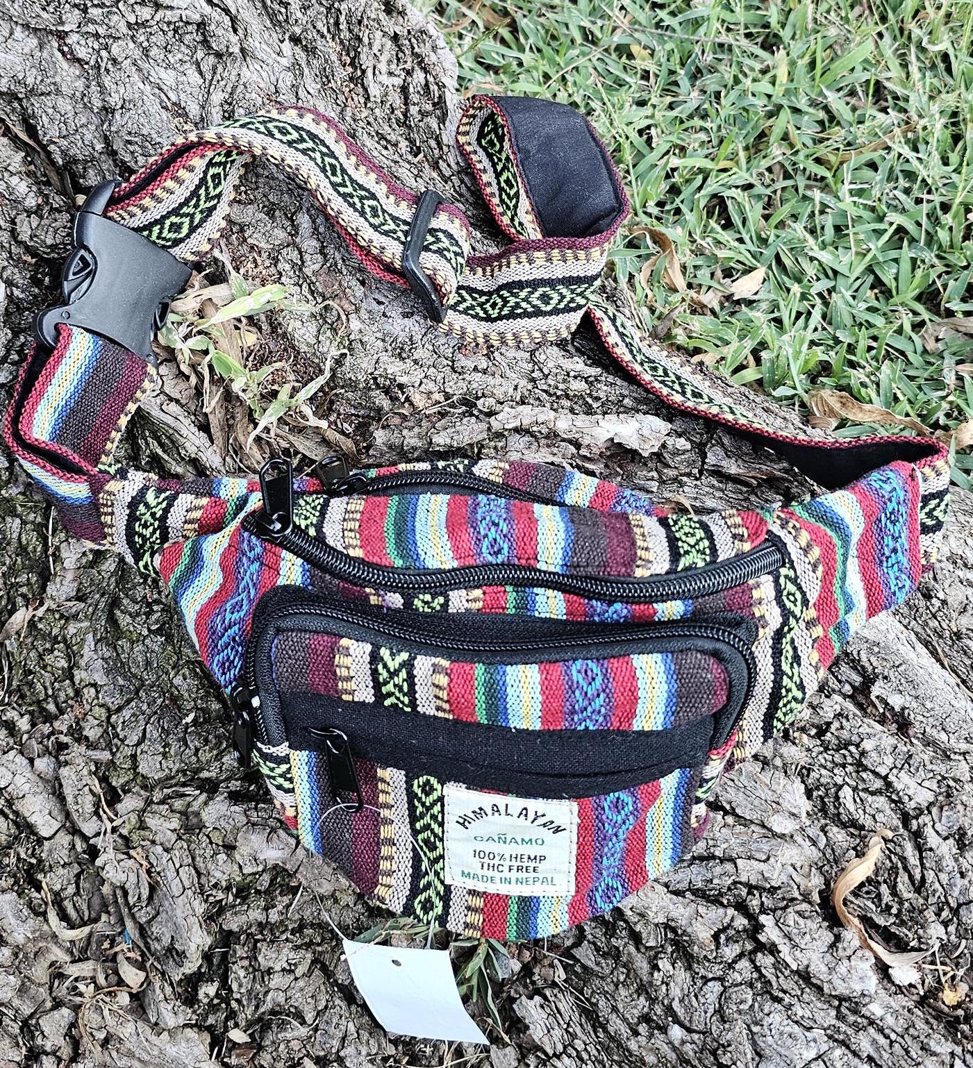 Namaste handmade unisex colorful fashionable unique organic hemp bag/fanny pack/bum bag/money bag/passport bag