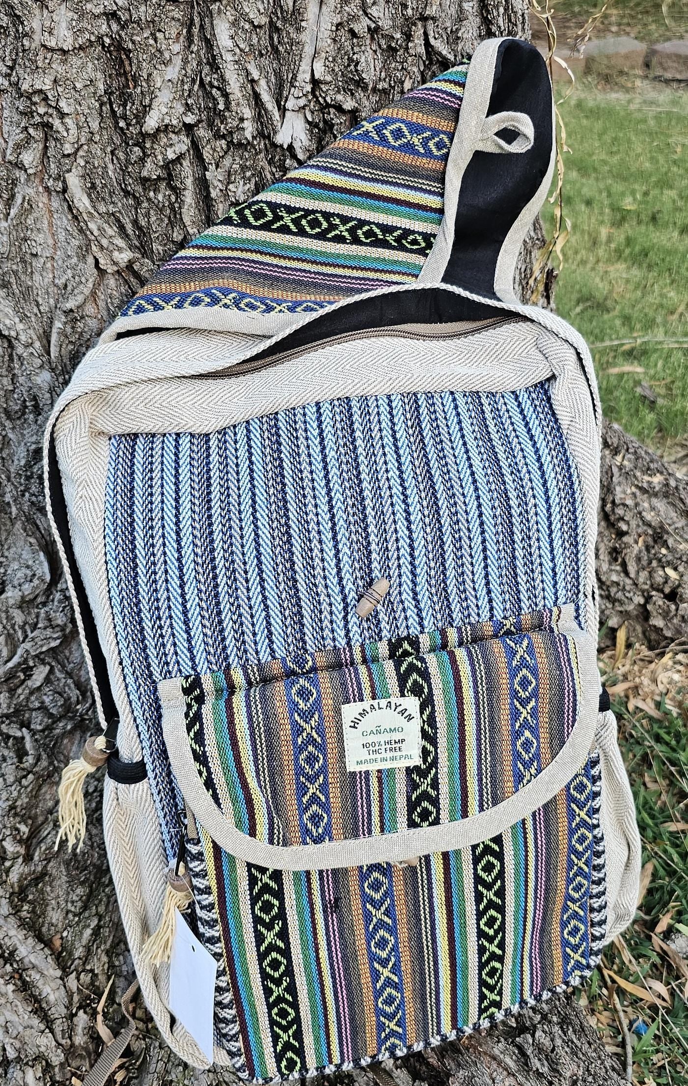 Namaste hemp large rectangular handmade unisex organic backpack