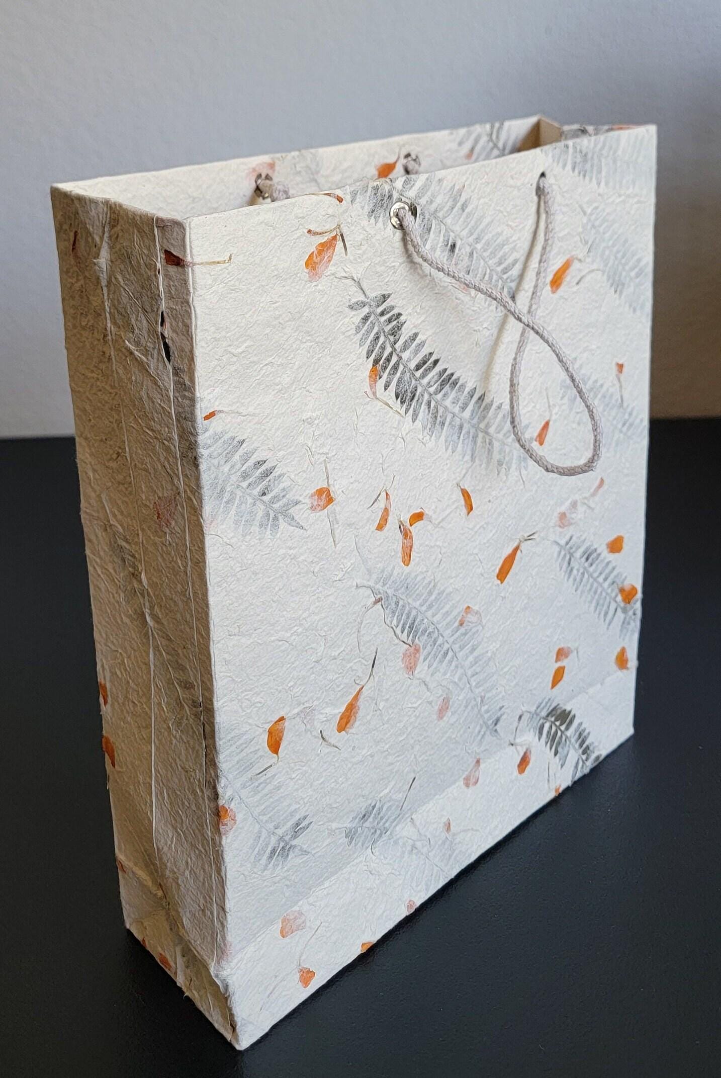 Namaste lokta with marigold, fern and cypress petals/leaves nepalese paper eco friendly sustainable durable organic natural gift bag