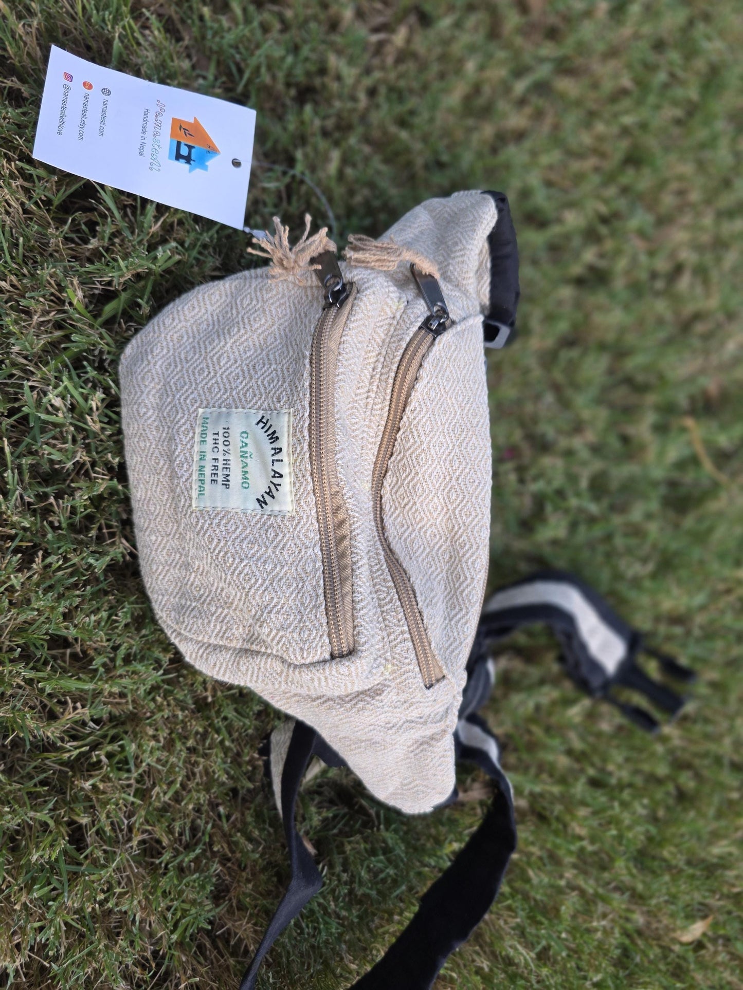Hemp handmade unisex fashionable unique organic natural hemp bag/fanny pack/money bag/passport bag