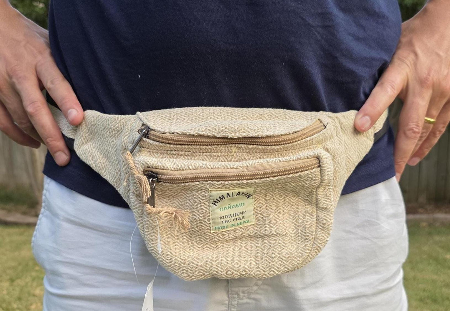 Hemp handmade unisex fashionable unique organic natural hemp bag/fanny pack/money bag/passport bag