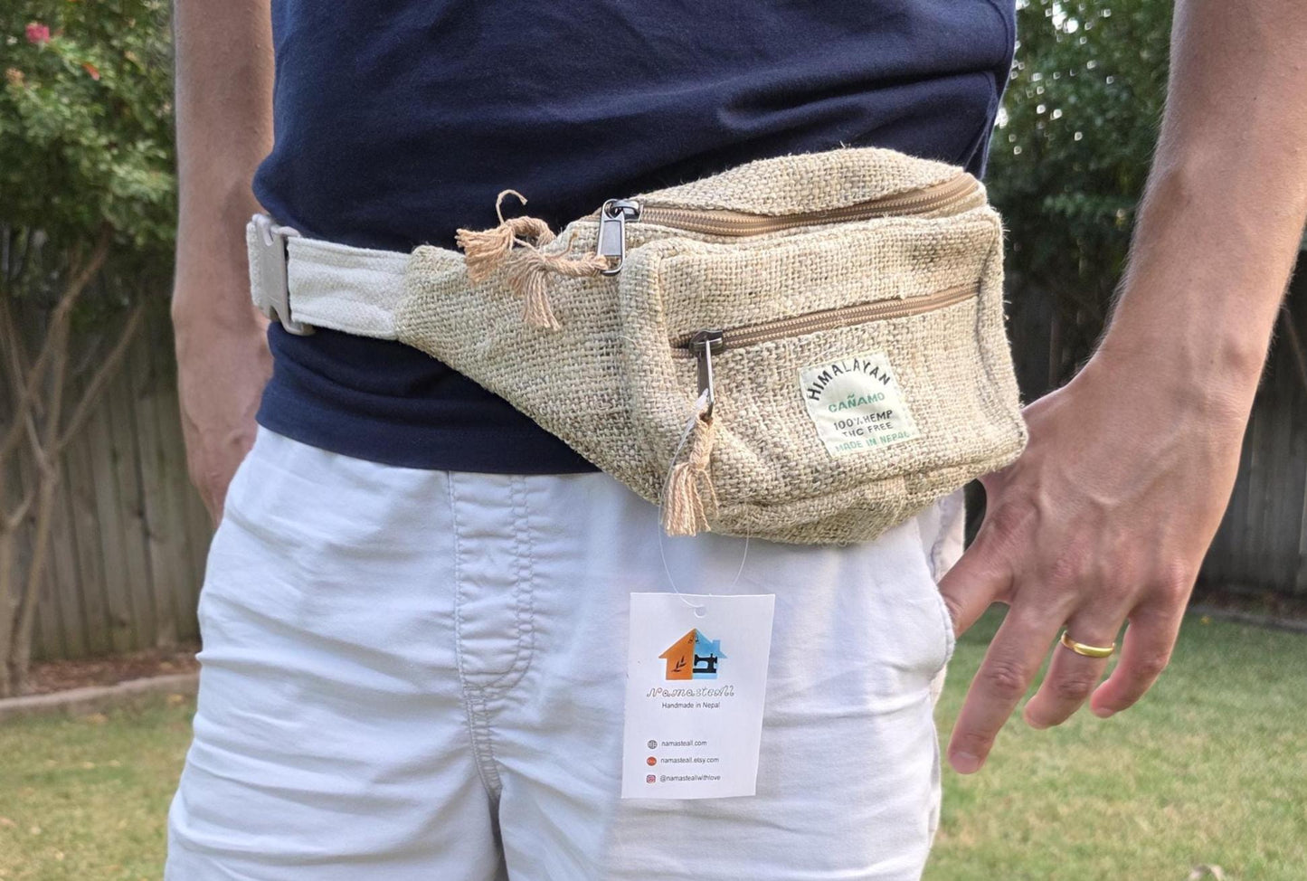 Hemp handmade unisex fashionable unique organic natural hemp bag/fanny pack/money bag/passport bag