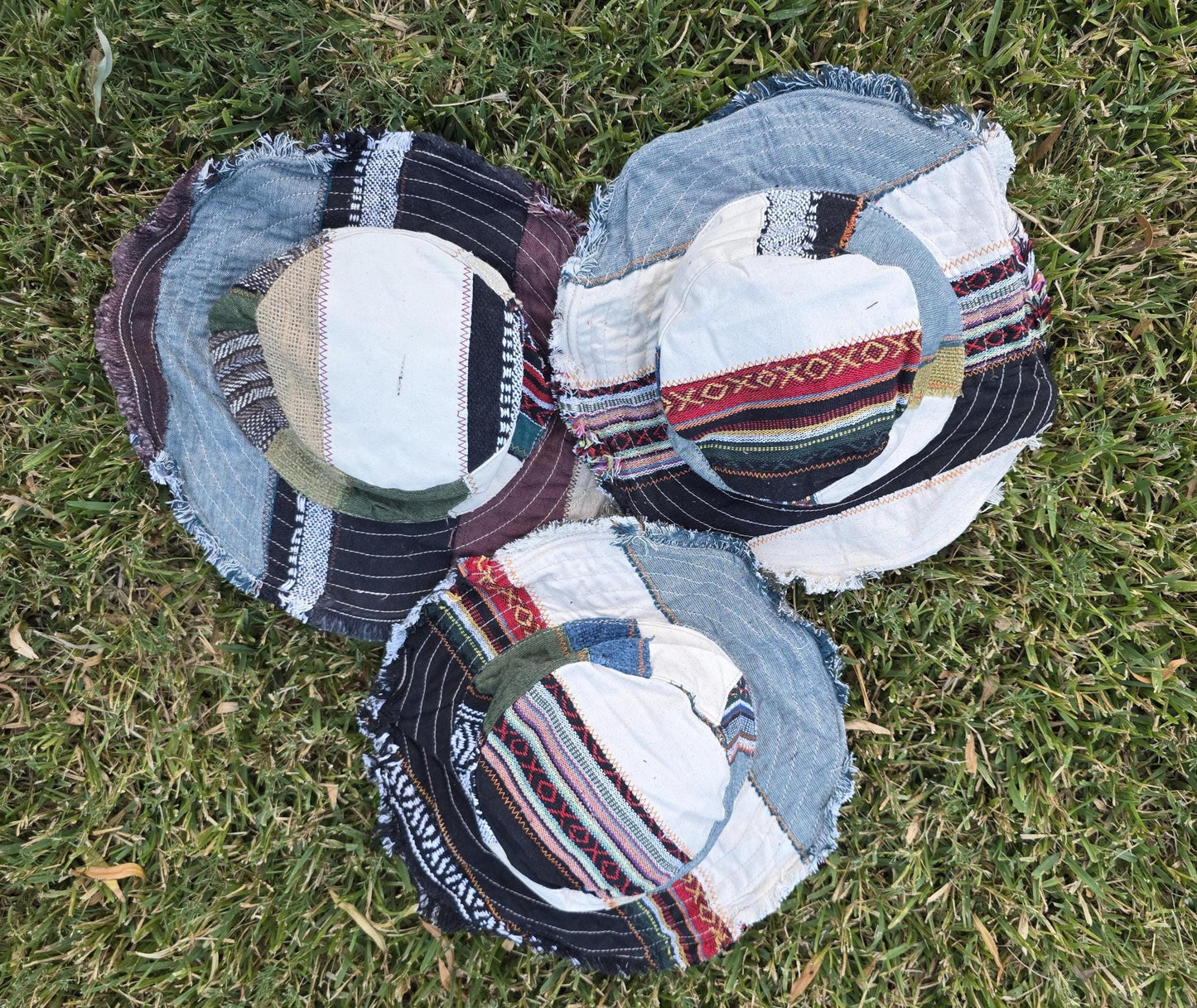 Namaste Fashionable Unisex Multicolor Handmade Flowers Hippie Durable Patchwork Eco-Friendly Organic Hemp Wire Rim Hat