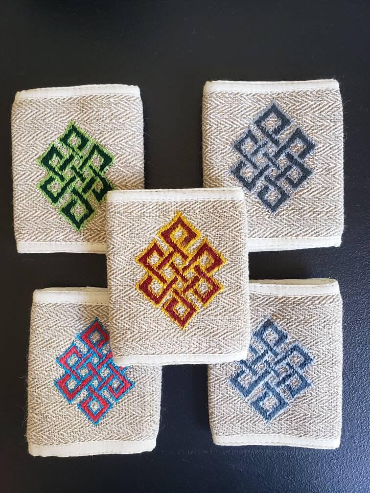 Namaste hemp wallet/purse plain with embroidery