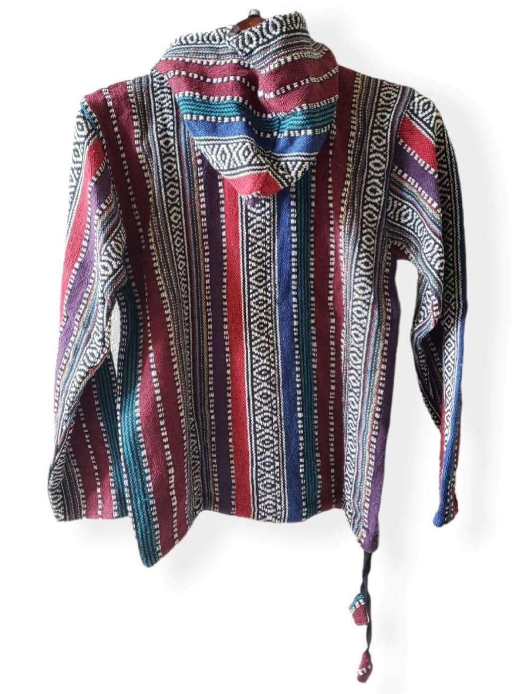 Namaste redblue hippie unisex puncho retro multicolored baja nepalese pullover limited edition handmade fashionable gheri warm pullover