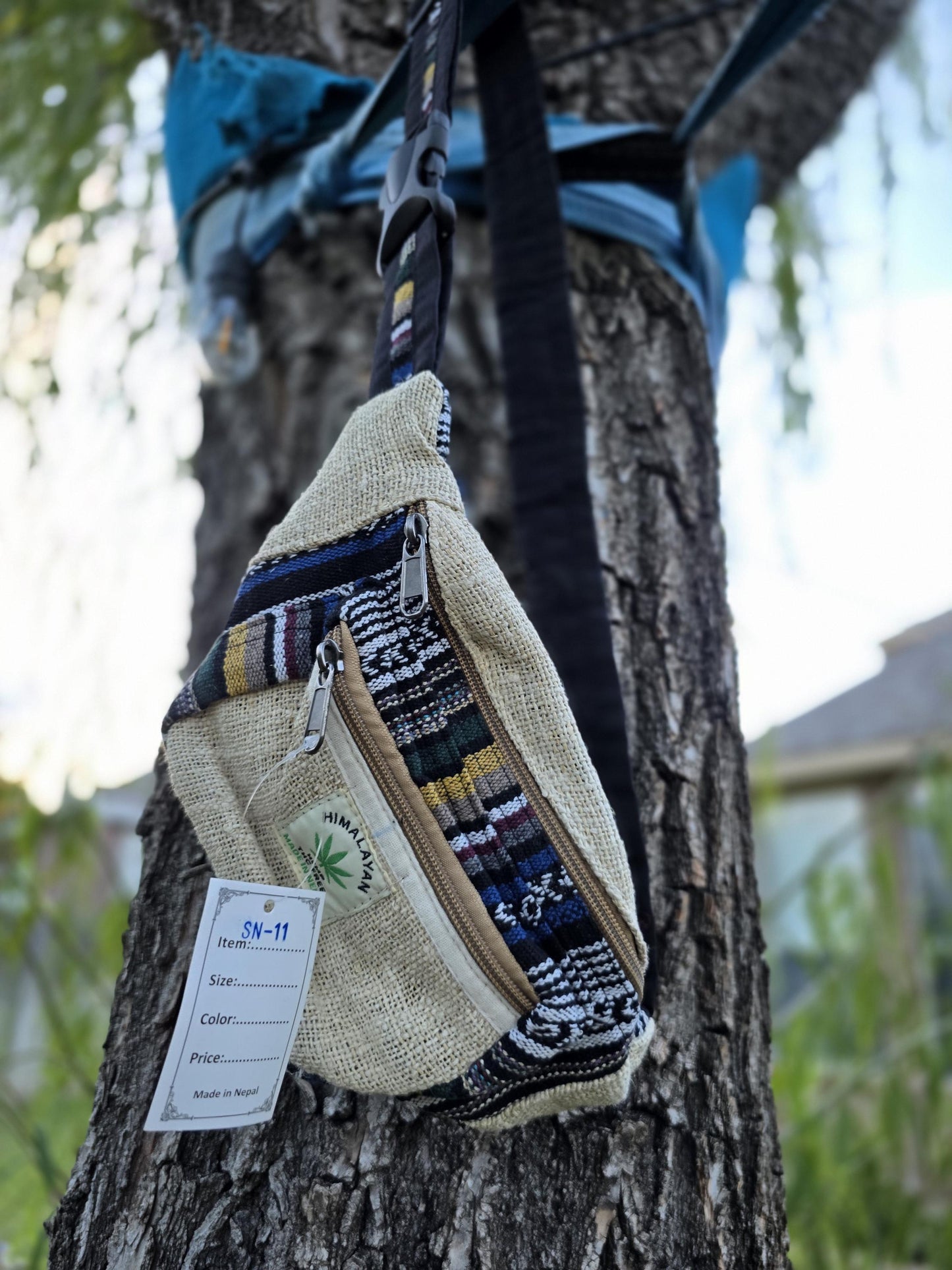 Namaste handmade unisex colorful fashionable unique organic hemp bag/fanny pack/bum bag/money bag/passport bag