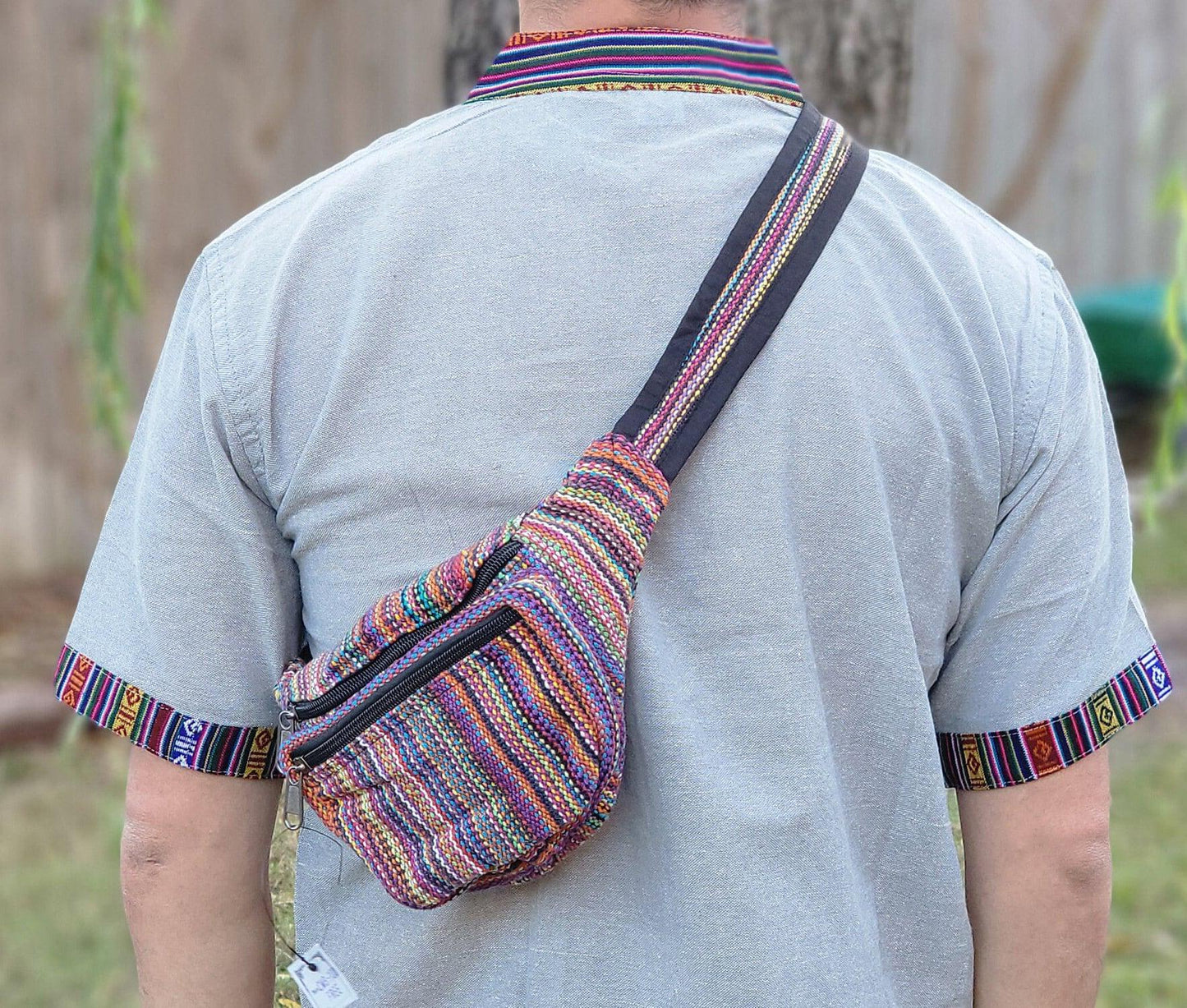 Namaste handmade unisex colorful fashionable unique organic hemp bag/fanny pack/bum bag/money bag/passport bag
