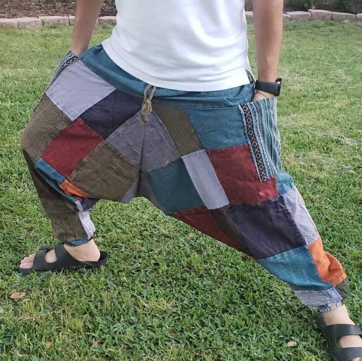 Namaste fashionable unisex multicolor handmade hippie patchwork dyed cotton baggy boho comfy festival yoga harem pants trouser