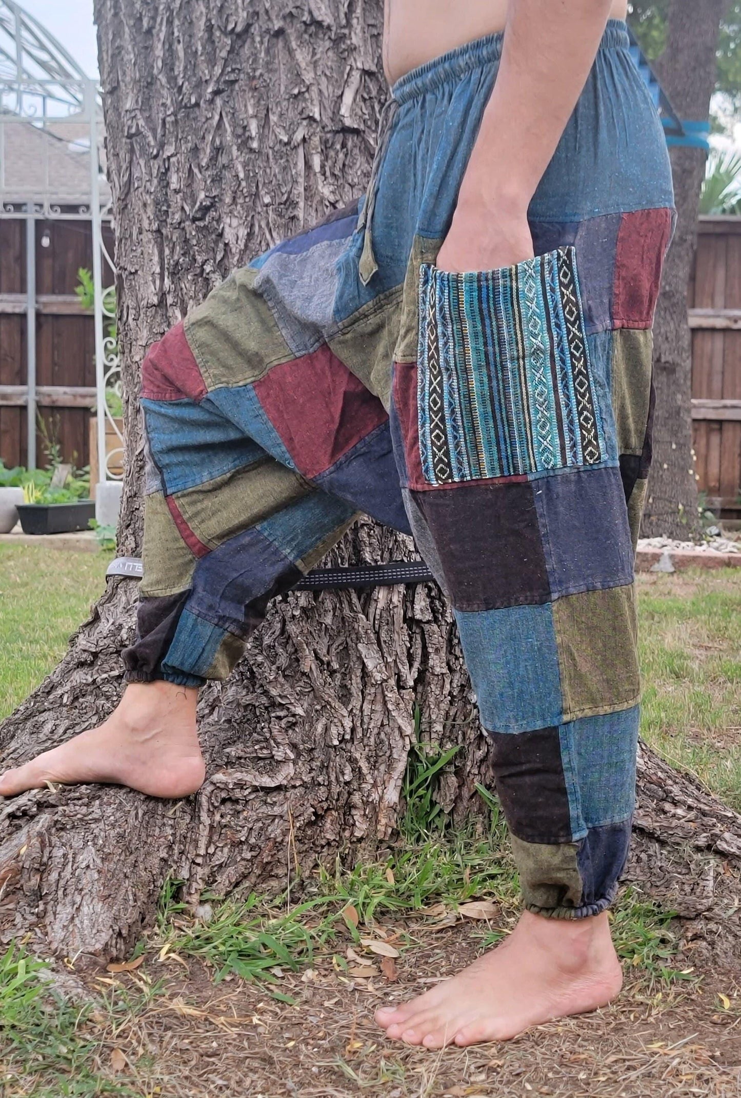 Namaste fashionable unisex multicolor handmade hippie patchwork dyed cotton baggy boho comfy festival yoga harem pants trouser