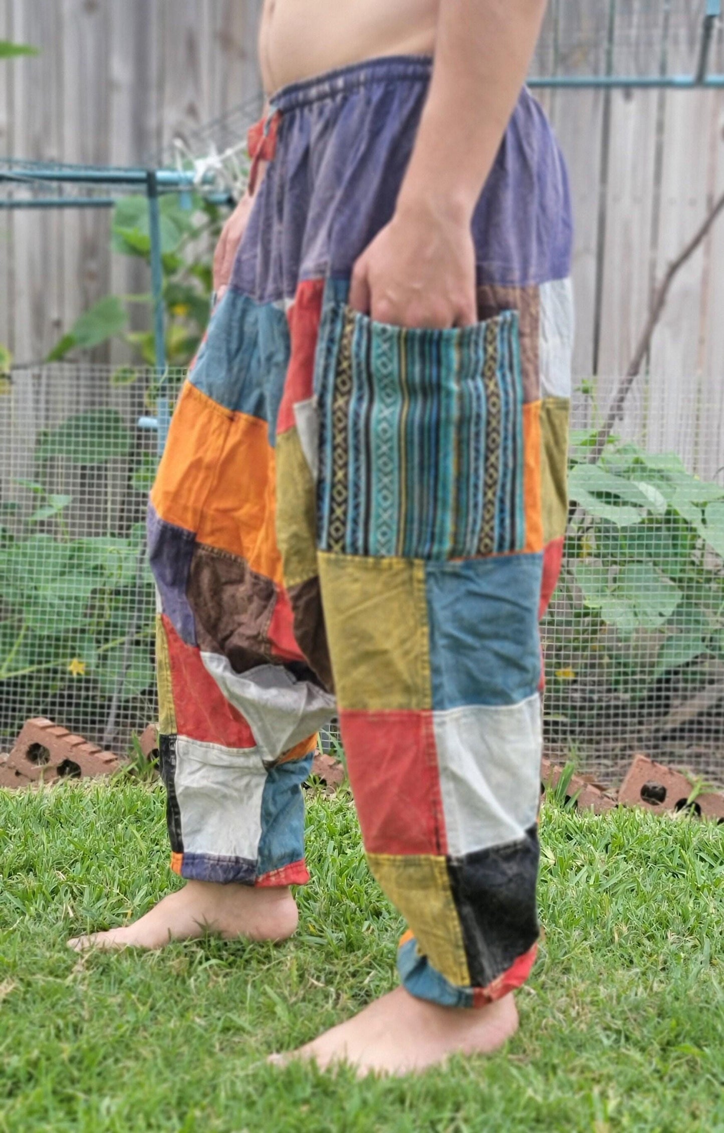 Namaste fashionable unisex multicolor handmade hippie patchwork dyed cotton baggy boho comfy festival yoga harem pants trouser