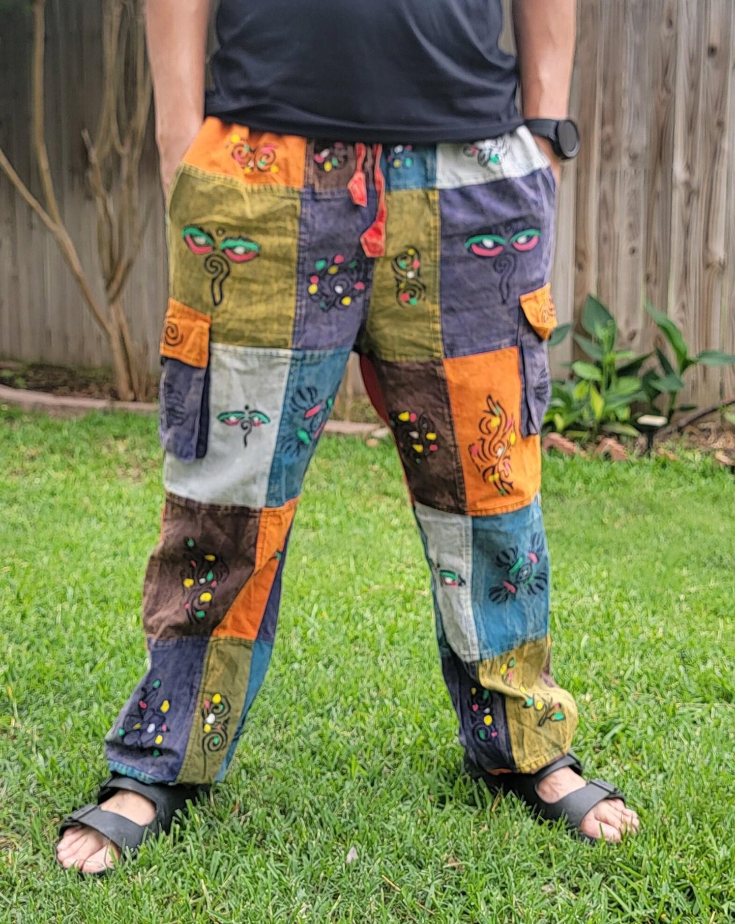 Namaste fashionable unisex stonewashed multicolor handmade hippie patchwork durable non acidic hippie cotton trouser