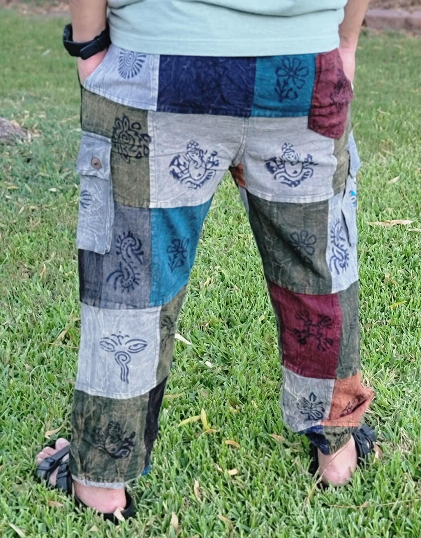 Namaste fashionable unisex stonewashed multicolor handmade hippie patchwork durable non acidic hippie cotton trouser