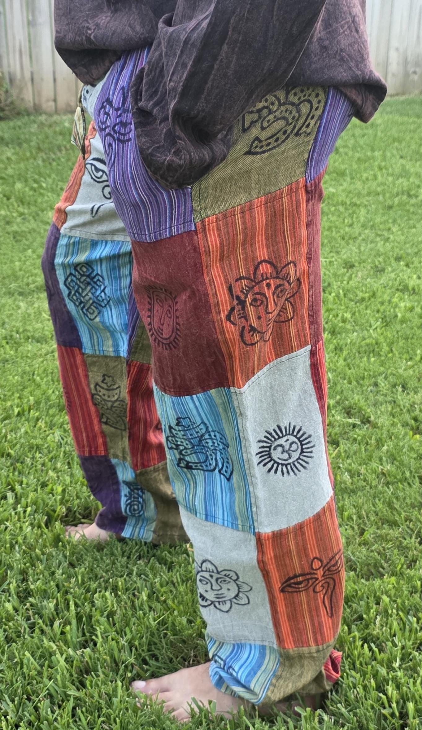 Namaste bohemian unisex reggae multicolor handmade hippie patchwork colorful cotton trouser.