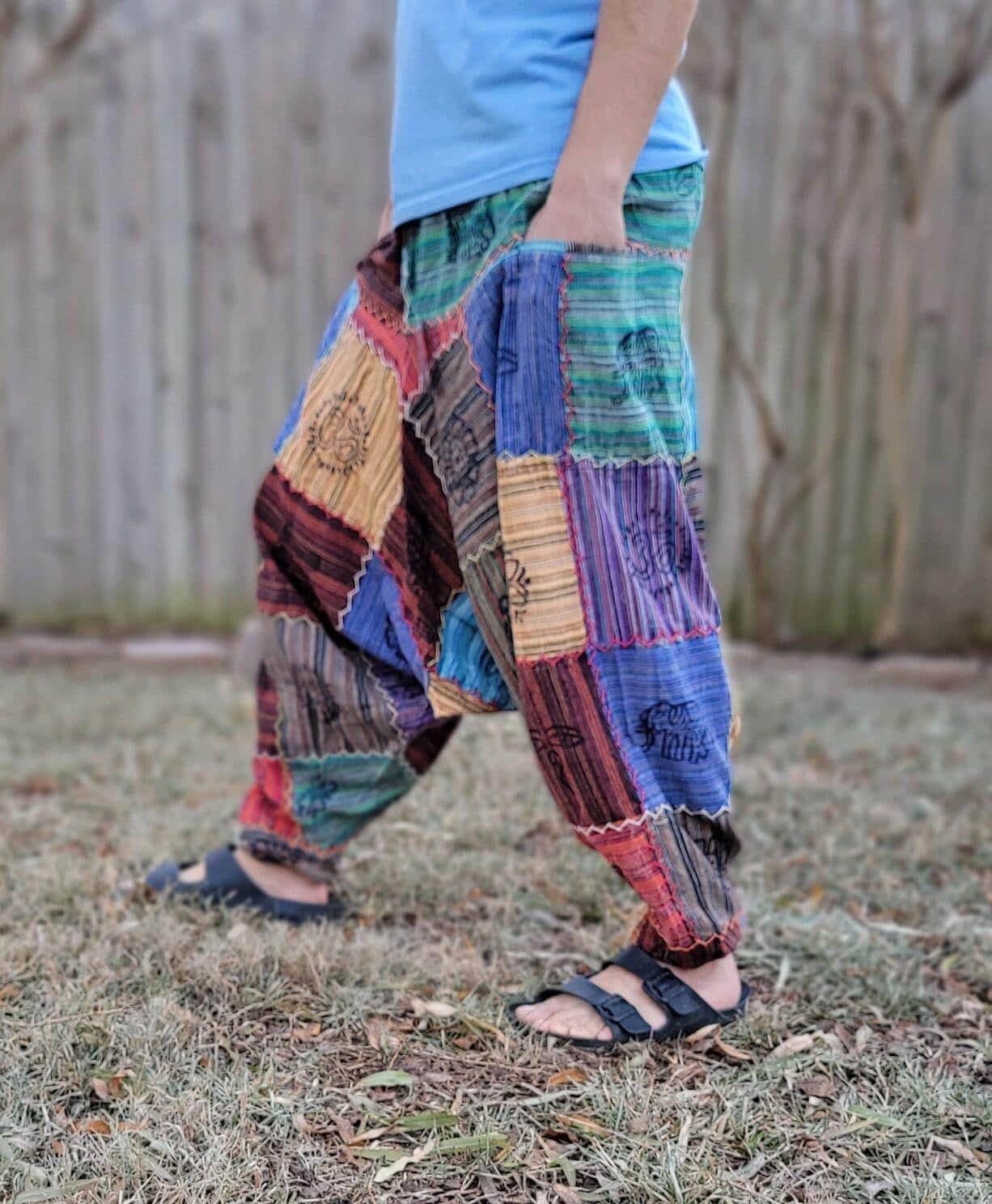 Namaste fashionable unisex multicolor handmade unique prints stitched hippie trunked durable funky fine cotton trouser