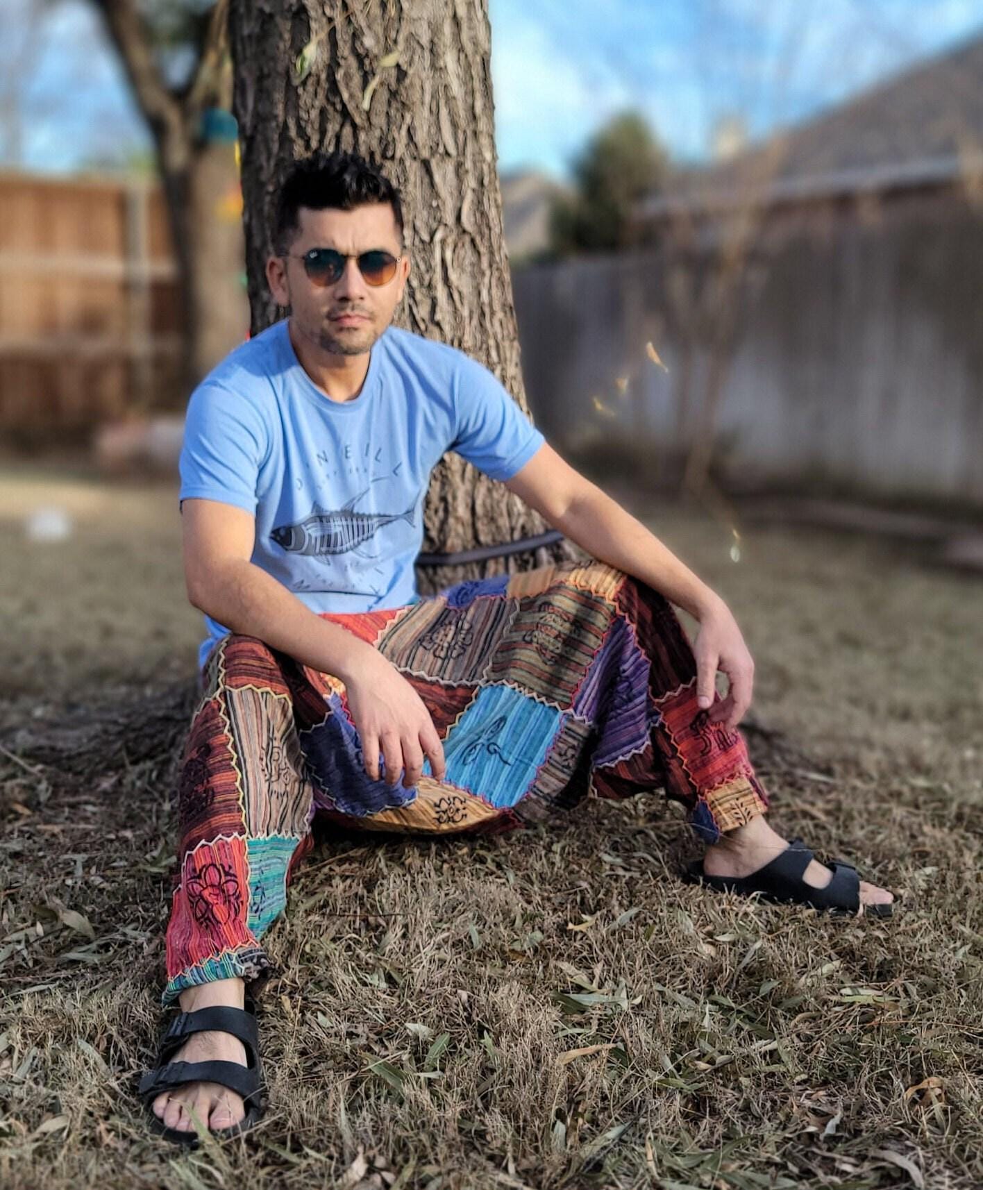 Namaste fashionable unisex multicolor handmade unique prints stitched hippie trunked durable funky fine cotton trouser