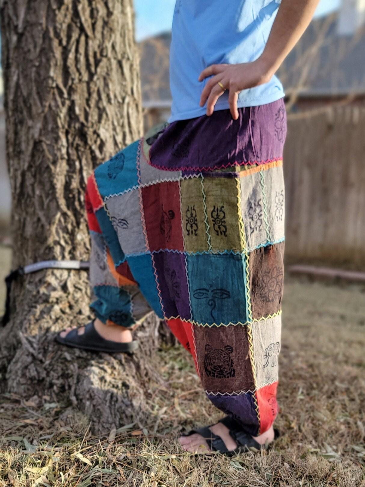 Namaste fashionable unisex multicolor handmade unique prints stitched hippie trunked durable funky fine cotton trouser