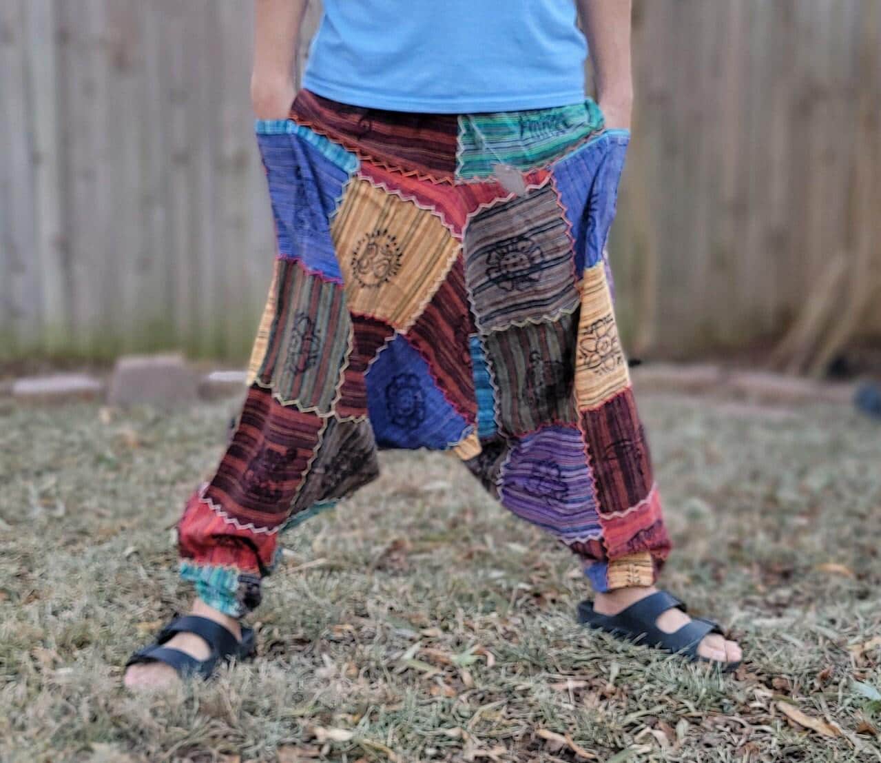 Namaste fashionable unisex multicolor handmade unique prints stitched hippie trunked durable funky fine cotton trouser