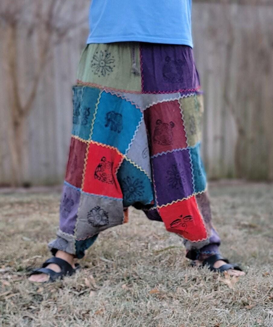 Namaste fashionable unisex multicolor handmade unique prints stitched hippie trunked durable funky fine cotton trouser