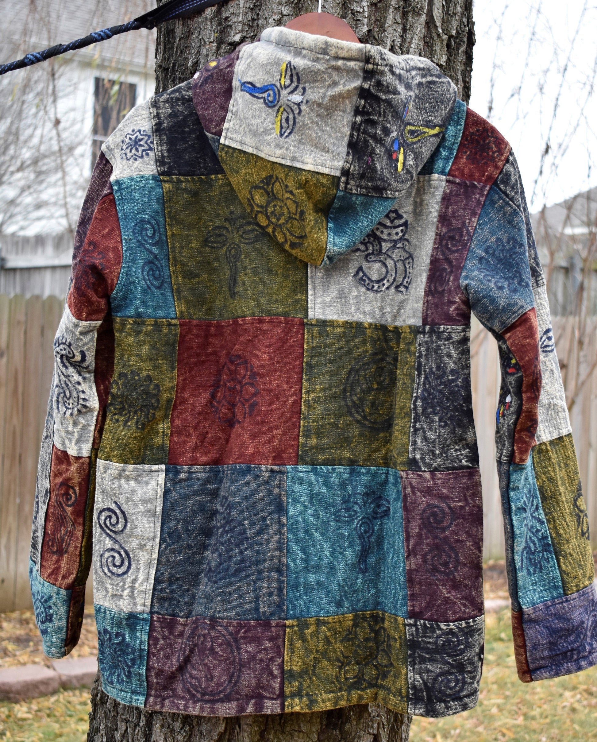 Namaste Fashionable Unisex Multicolor Fleece Lined Cotton Hoodie Handmade Patchwork Double Layered Jacket