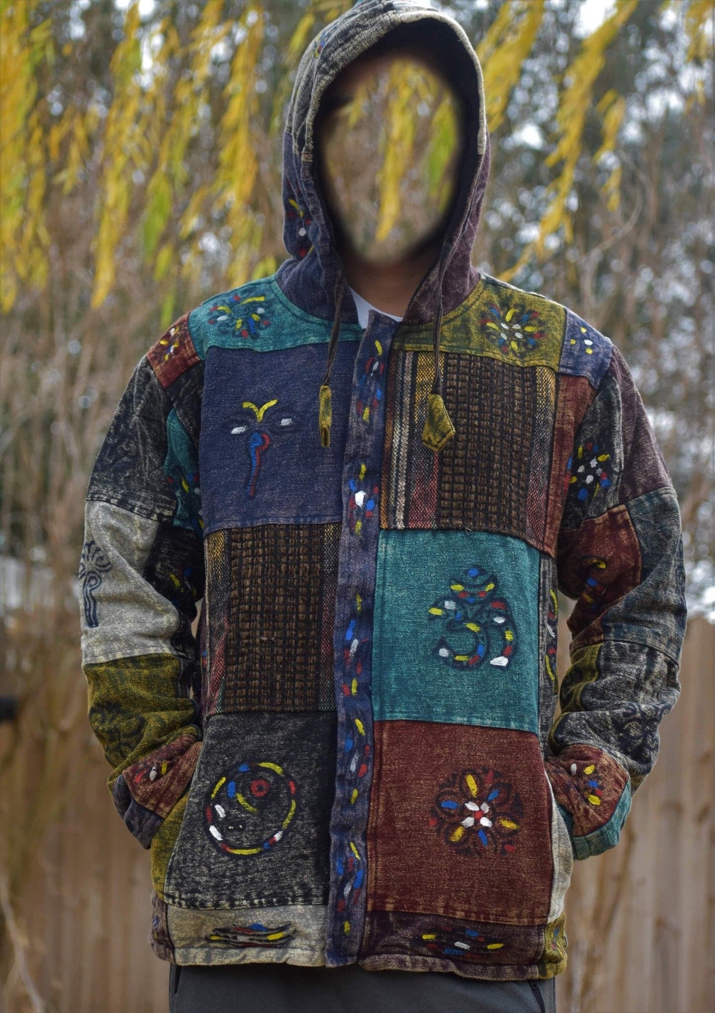 Namaste Fashionable Unisex Multicolor Fleece Lined Cotton Hoodie Handmade Patchwork Double Layered Jacket