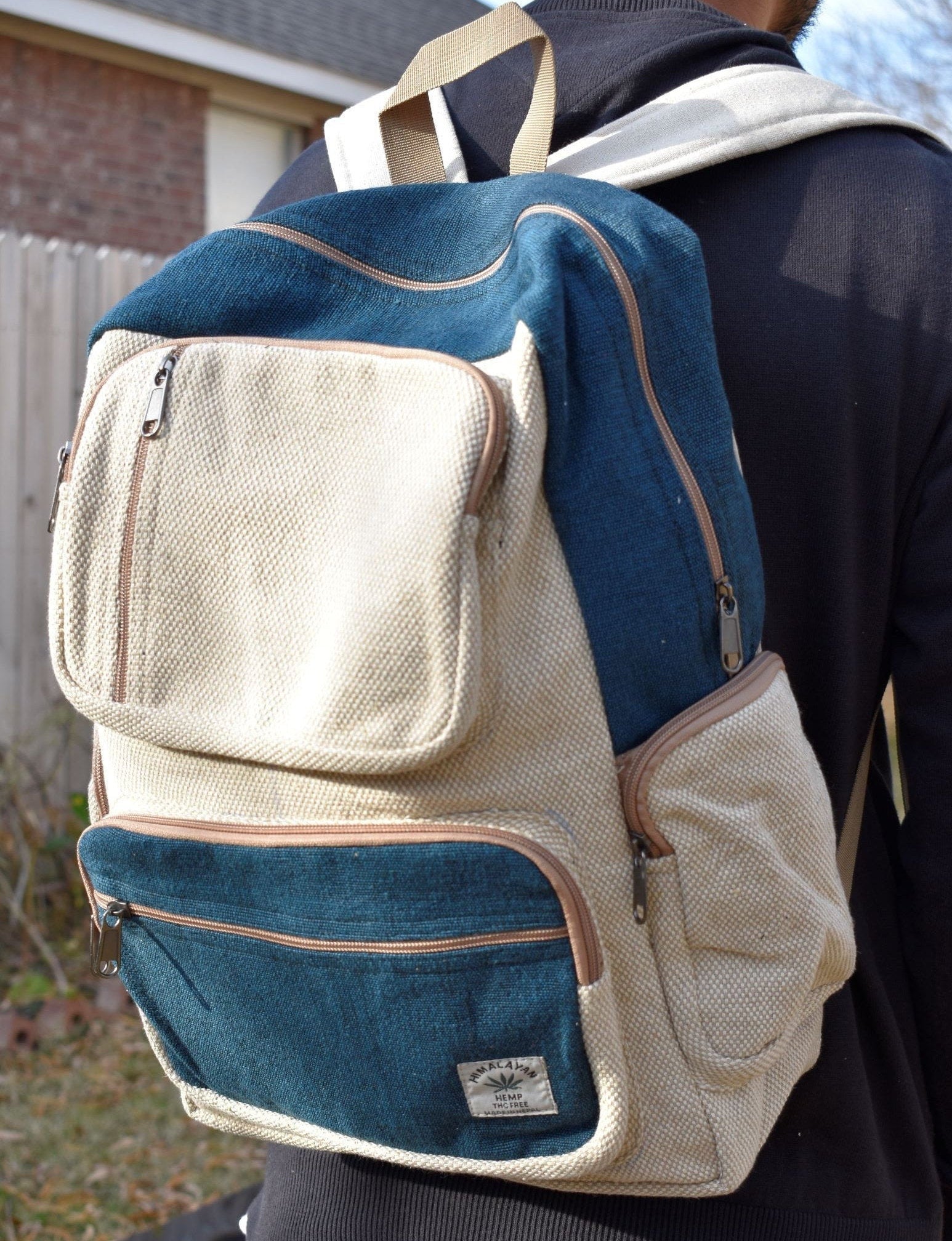 Namaste Fashionable Unisex Multicolor Natural Gheri Handmade Organic Vegan Eco-Friendly Backpack.