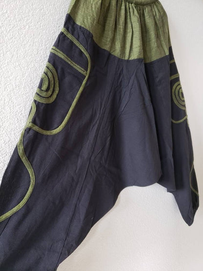 Namaste Fashionable Unisex Multicolor Handmade Hippie Green Black Cotton Hippy Boho Comfy Baggy Festival Nepalese Yoga Pants Harem Trouser