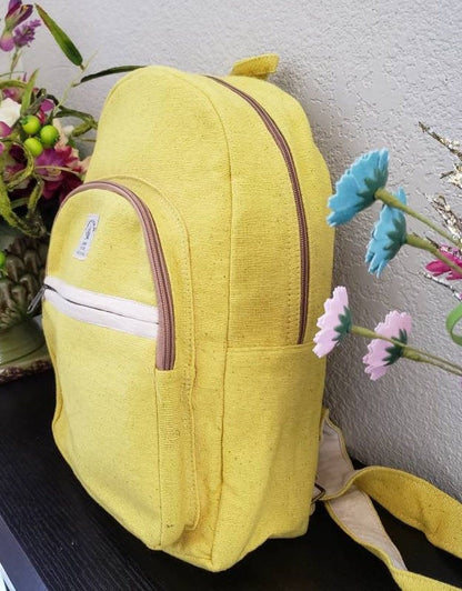 Namaste Fashionable Unisex Yellow Natural Handmade Organic Vegan Eco-Friendly Backpack