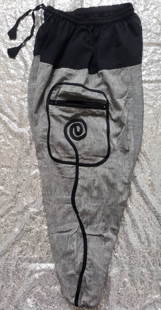 Namaste Fashionable Unisex Multicolor Handmade Hippie Grey Black Cotton Hippy Boho Comfy Baggy Festival Nepalese Yoga Pants Harem Trouser