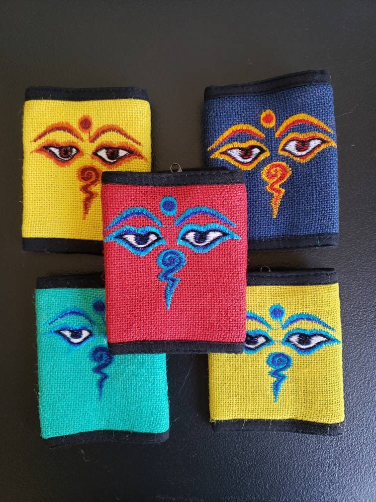 Organic Hemp Natural Eco-Friendly Nepalese Handmade Unisex Embroidery Colorful Gheri Durable Wallet/Purse