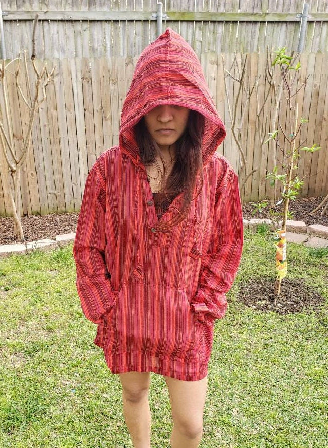 Namaste Holiday Unisex Striped Handmade Nepalese Hoodie.