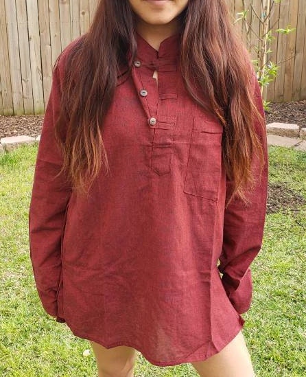 Namaste Holiday Unisex Plain Handmade Nepalese 100% Cotton Organic Top/Kurta RN.