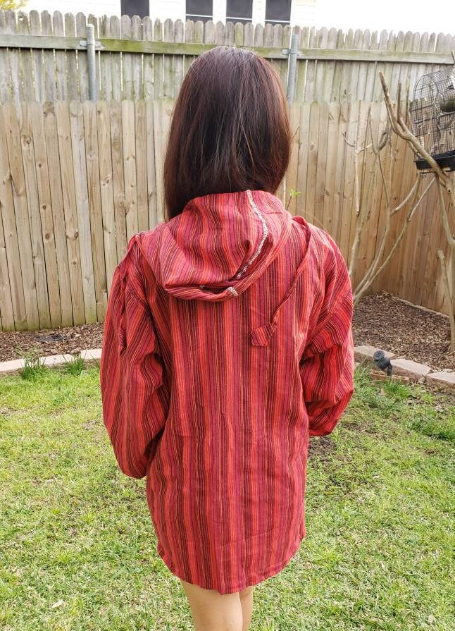 Namaste Holiday Unisex Striped Handmade Nepalese Hoodie.