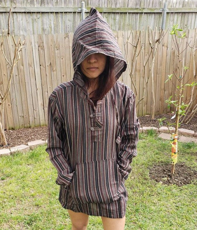 Namaste Holiday Unisex Striped Handmade Nepalese Hoodie.