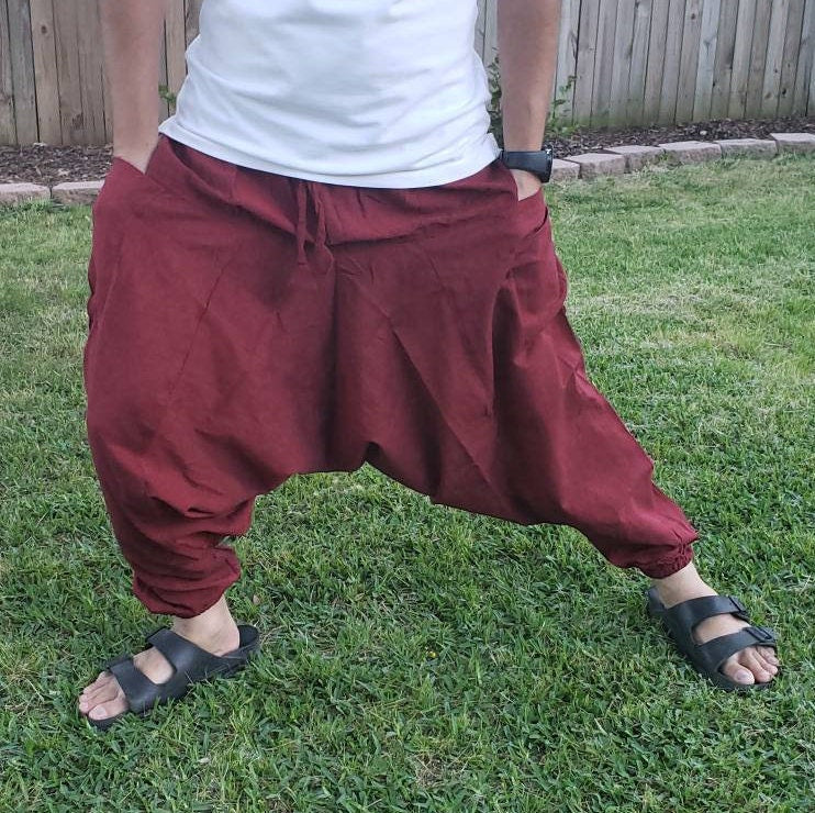 Namaste Fashionable Unisex Multicolor Handmade Hippie Plain Cotton Hippy Boho Comfy Festival Bright Nepalese Harem Yoga Pants Trouser