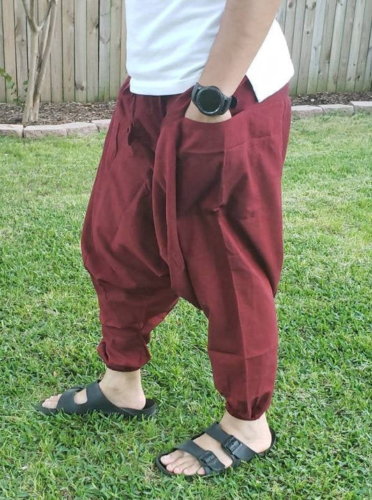 Namaste Fashionable Unisex Multicolor Handmade Hippie Plain Cotton Hippy Boho Comfy Festival Bright Nepalese Harem Yoga Pants Trouser