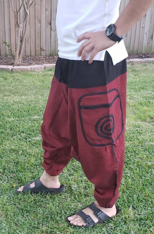 Namaste Fashionable Unisex Multicolor Handmade Hippie Red Black Cotton Hippy Boho Comfy Baggy Festival Nepalese Yoga Pants Harem Trouser