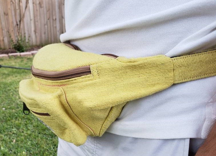 Namaste Natural Hemp & Cotton Yellow Green Maroon Blue Color Trendy Funky Waist Belt Fanny pack