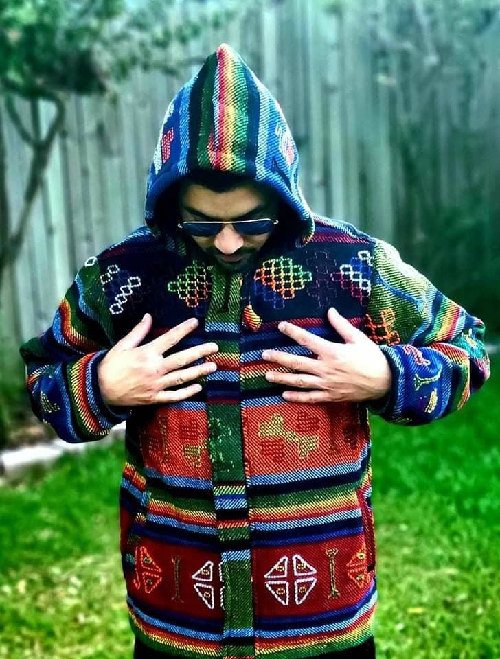 Aztec Styled Handmade Fleece Lined Winter/ Autumn/spring Unisex Colorful Vibrant Organic Woolen Double Layered Jacket.