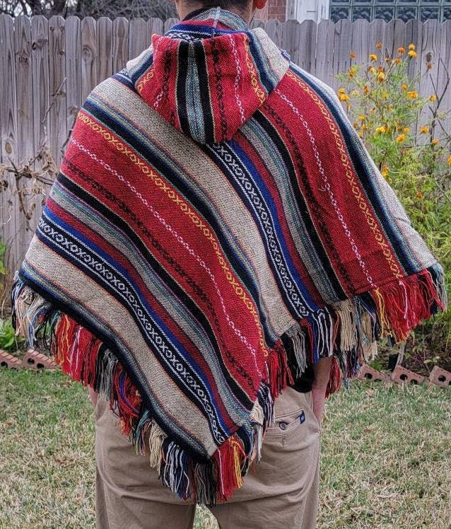 Namaste Aztec Styled Handmade Beautifully Crafted Hippie Comfy One Sized Cozy Baja Poncho Winter/Autumn/Spring Unisex Cotton Pullover.