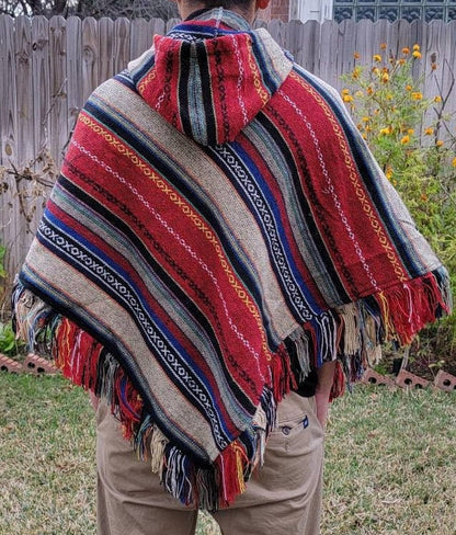 Namaste Aztec Styled Handmade Beautifully Crafted Hippie Comfy One Sized Cozy Baja Poncho Winter/Autumn/Spring Unisex Cotton Pullover.